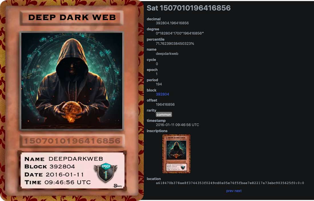 Satoshi Card Bitcoin Ordinals inscription